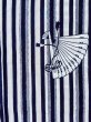 Photo3: M0620S Used Japanese men  White Men's Yukata / Cotton/hemp Folding fan,   (Grade C) (3)