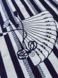 Photo8: M0620S Used Japanese men  White Men's Yukata / Cotton/hemp Folding fan,   (Grade C) (8)
