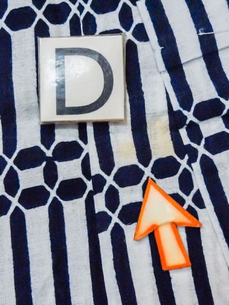 Photo15: M0620T Used Japanese men  White Women's Yukata / Cotton/hemp Abstract pattern   (Grade C) (15)