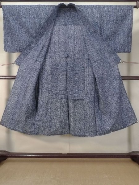 Photo2: M0620V Used Japanese men  Light Blue Men's Yukata / Cotton. Plaid Checks,   (Grade C) (2)