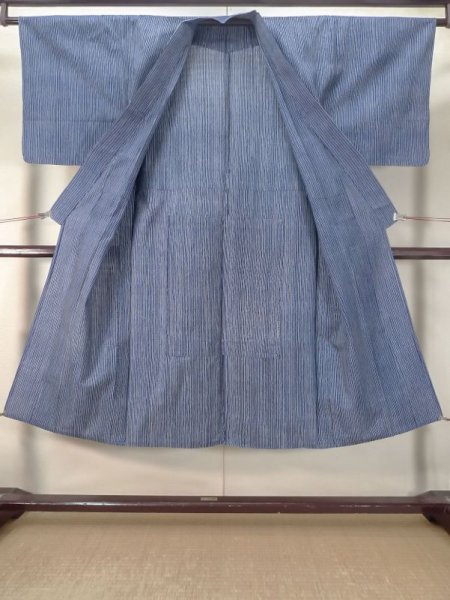 Photo2: M0620W Used Japanese men  Indigo Blue Men's Yukata / Cotton. Bamboo   , Brand: Chikusen  (Grade B) (2)
