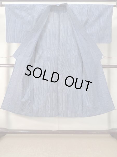 Photo3: M0620W Used Japanese men  Indigo Blue Men's Yukata / Cotton. Bamboo   , Brand: Chikusen  (Grade B) (3)