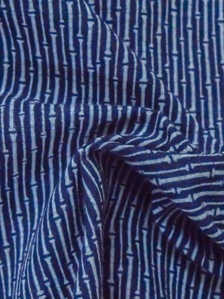 Photo9: M0620W Used Japanese men  Indigo Blue Men's Yukata / Cotton. Bamboo   , Brand: Chikusen  (Grade B) (9)