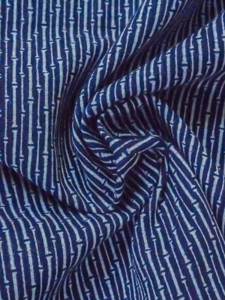 Photo10: M0620W Used Japanese men  Indigo Blue Men's Yukata / Cotton. Bamboo   , Brand: Chikusen  (Grade B) (10)