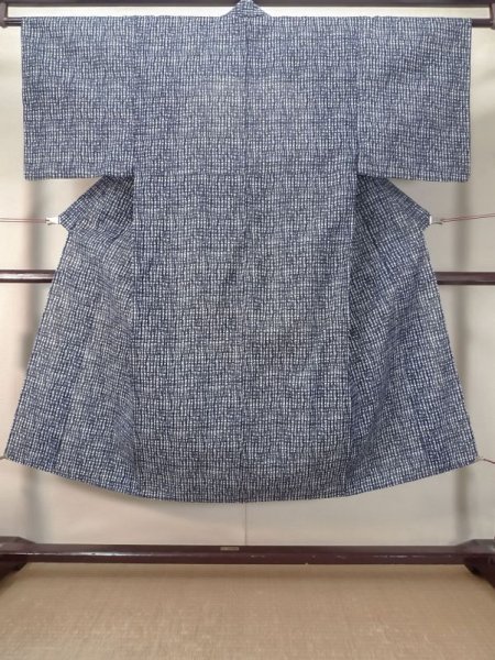 Photo1: M0620X Used Japanese men  Gray Men's Yukata / Cotton/hemp Plaid Checks,   (Grade C) (1)