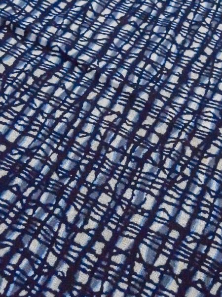 Photo7: M0620X Used Japanese men  Gray Men's Yukata / Cotton/hemp Plaid Checks,   (Grade C) (7)