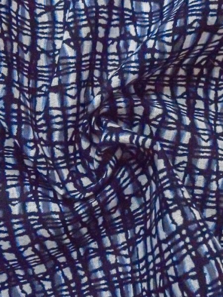 Photo9: M0620X Used Japanese men  Gray Men's Yukata / Cotton/hemp Plaid Checks,   (Grade C) (9)