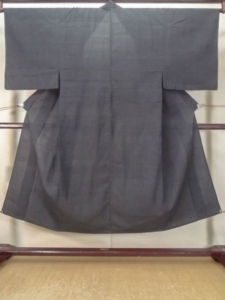 Photo1: M0620Y Used Japanese men  Black Summer / Silk. Tortoise-shell pattern(Hexagonal pattern)   (Grade C) (1)