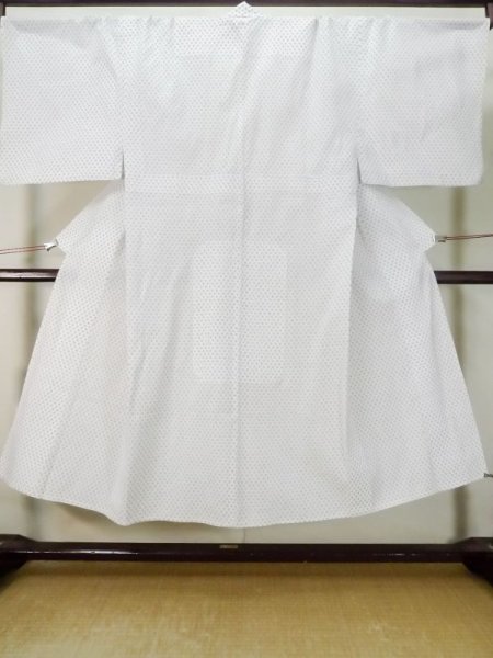 Photo1: M0620Z Used Japanese men  White Men's Yukata / Cotton. Parallel Cross   (Grade D) (1)