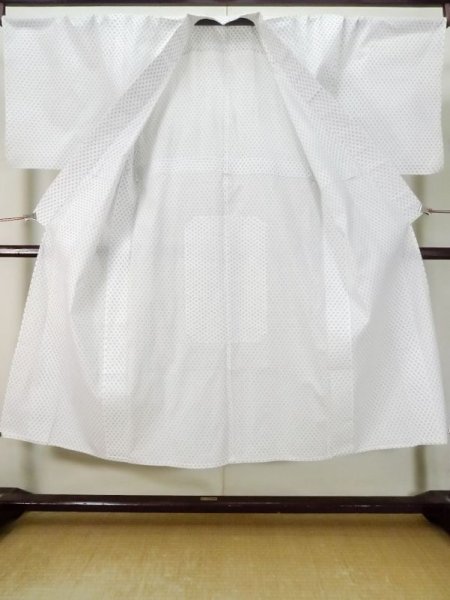 Photo2: M0620Z Used Japanese men  White Men's Yukata / Cotton. Parallel Cross   (Grade D) (2)