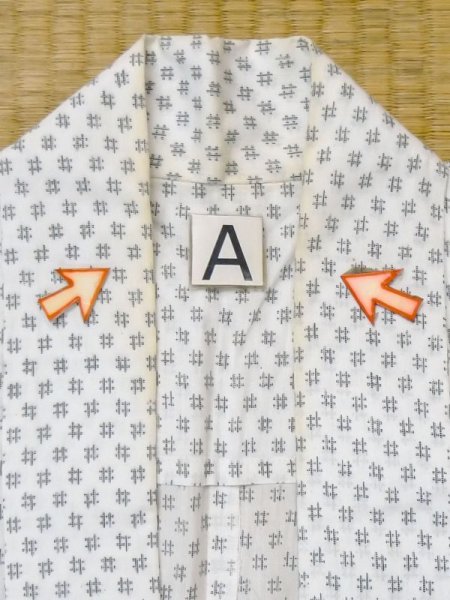 Photo12: M0620Z Used Japanese men  White Men's Yukata / Cotton. Parallel Cross   (Grade D) (12)