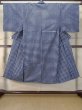 Photo1: M0621A Used Japanese men  White Men's Yukata / Cotton/hemp Plaid Checks   (Grade D) (1)