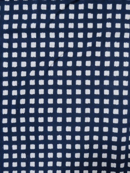 Photo3: M0621A Used Japanese men  White Men's Yukata / Cotton/hemp Plaid Checks   (Grade D) (3)