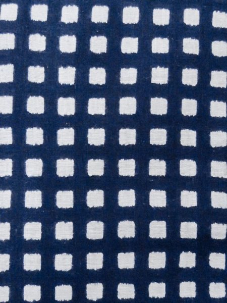 Photo5: M0621A Used Japanese men  White Men's Yukata / Cotton/hemp Plaid Checks   (Grade D) (5)