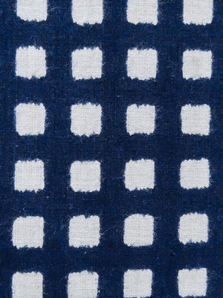 Photo6: M0621A Used Japanese men  White Men's Yukata / Cotton/hemp Plaid Checks   (Grade D) (6)