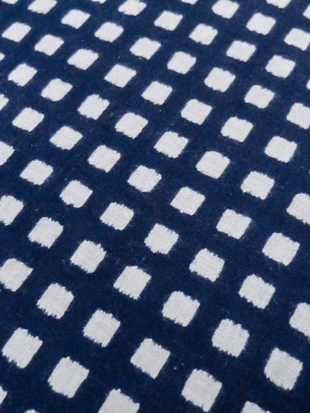 Photo7: M0621A Used Japanese men  White Men's Yukata / Cotton/hemp Plaid Checks   (Grade D) (7)