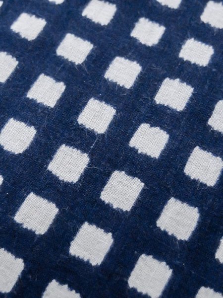 Photo8: M0621A Used Japanese men  White Men's Yukata / Cotton/hemp Plaid Checks   (Grade D) (8)