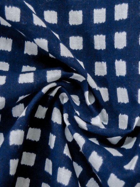 Photo9: M0621A Used Japanese men  White Men's Yukata / Cotton/hemp Plaid Checks   (Grade D) (9)