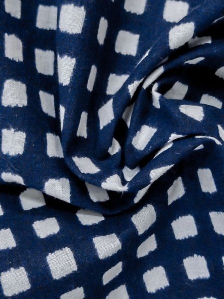 Photo10: M0621A Used Japanese men  White Men's Yukata / Cotton/hemp Plaid Checks   (Grade D) (10)