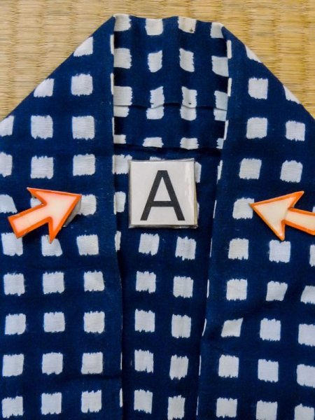 Photo12: M0621A Used Japanese men  White Men's Yukata / Cotton/hemp Plaid Checks   (Grade D) (12)