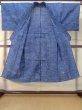 Photo2: M0621B Used Japanese men  Navy Blue YUKATA summer(made in Japan) / Cotton/hemp Plaid Checks,   (Grade C) (2)