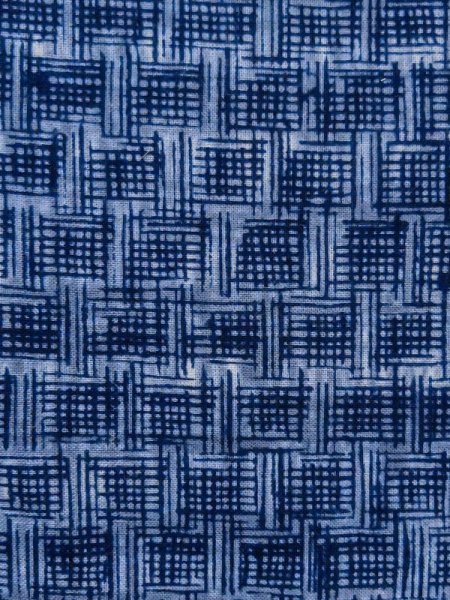 Photo6: M0621B Used Japanese men  Navy Blue Men's Yukata / Cotton/hemp Plaid Checks,   (Grade C) (6)