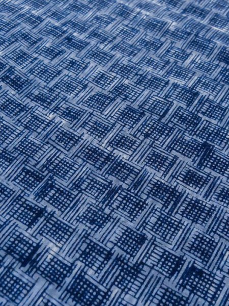 Photo7: M0621B Used Japanese men  Navy Blue Men's Yukata / Cotton/hemp Plaid Checks,   (Grade C) (7)