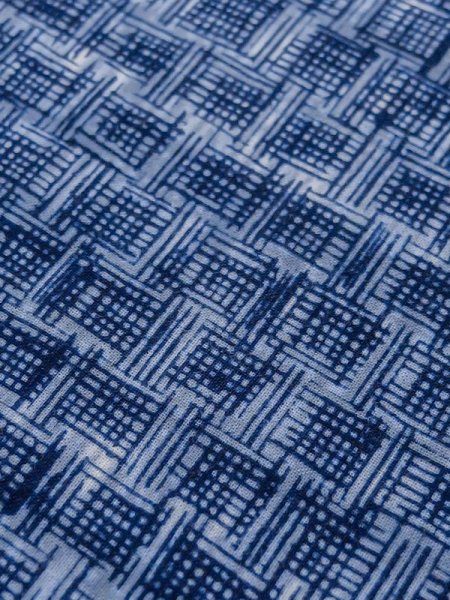 Photo8: M0621B Used Japanese men  Navy Blue Men's Yukata / Cotton/hemp Plaid Checks,   (Grade C) (8)