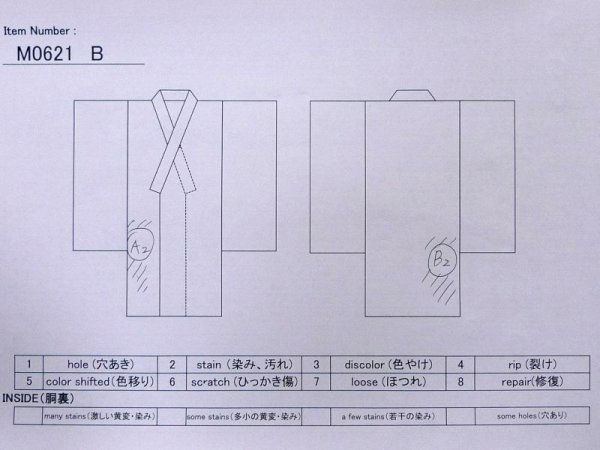 Photo11: M0621B Used Japanese men  Navy Blue Men's Yukata / Cotton/hemp Plaid Checks,   (Grade C) (11)