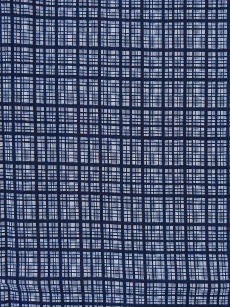 Photo3: Mint M0621C Used Japanese men  Blue Men's Yukata / Cotton/hemp Plaid Checks   (Grade A) (3)