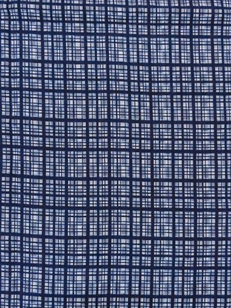 Photo4: Mint M0621C Used Japanese men  Blue Men's Yukata / Cotton/hemp Plaid Checks   (Grade A) (4)