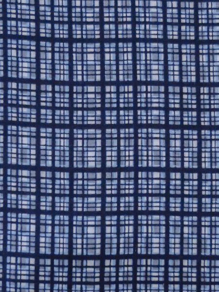 Photo5: Mint M0621C Used Japanese men  Blue Men's Yukata / Cotton/hemp Plaid Checks   (Grade A) (5)