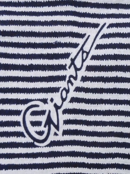 Photo5: M0621D Used Japanese men  White Men's Yukata / Cotton. Stripes, It looks like a Giants novelty.  (Grade C) (5)