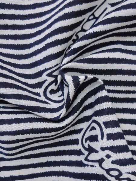 Photo10: M0621D Used Japanese men  White Men's Yukata / Cotton. Stripes, It looks like a Giants novelty.  (Grade C) (10)