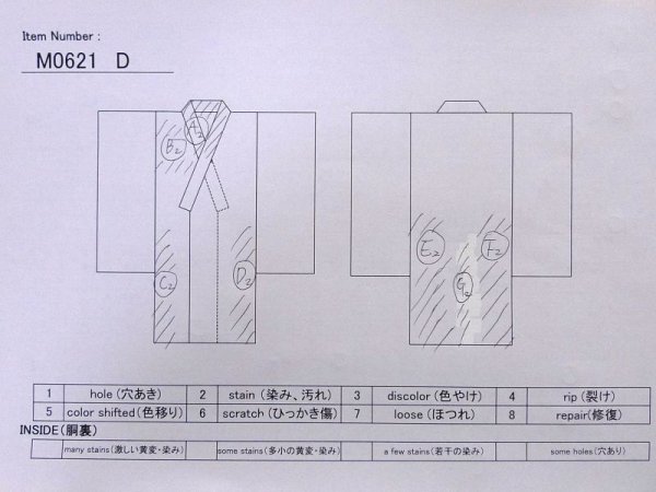 Photo11: M0621D Used Japanese men  White Men's Yukata / Cotton. Stripes, It looks like a Giants novelty.  (Grade C) (11)