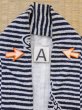 Photo12: M0621D Used Japanese men  White Men's Yukata / Cotton. Stripes, It looks like a Giants novelty.  (Grade C) (12)