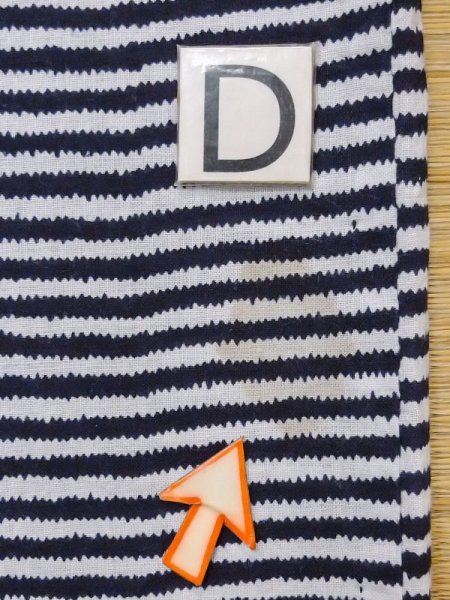 Photo15: M0621D Used Japanese men  White Men's Yukata / Cotton. Stripes, It looks like a Giants novelty.  (Grade C) (15)