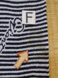 Photo17: M0621D Used Japanese men  White Men's Yukata / Cotton. Stripes, It looks like a Giants novelty.  (Grade C) (17)