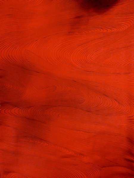 Photo3: M0627A Used Japanese women  Red HAORI short jacket / Silk. Gradation, Mixture of synthetic fibers and patching in the lining.  (Grade B) (3)