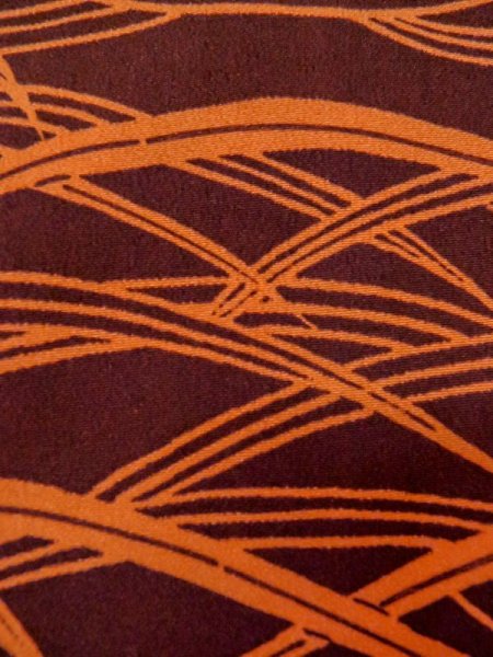 Photo5: M0627B Used Japanese women  Brown HAORI short jacket / Silk. Tall grass,   (Grade A) (5)