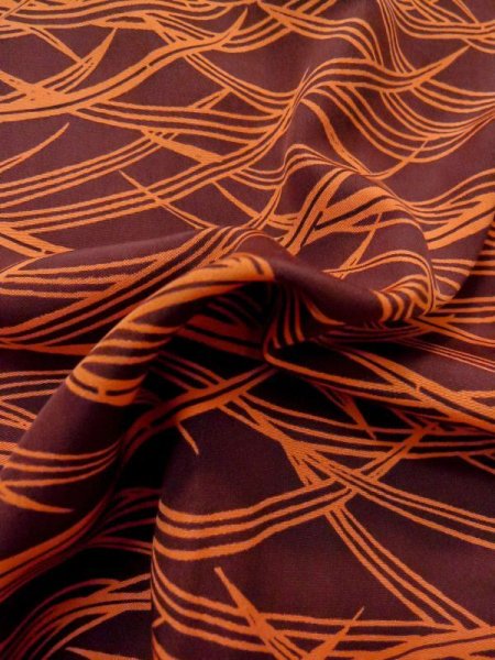 Photo11: M0627B Used Japanese women  Brown HAORI short jacket / Silk. Tall grass,   (Grade A) (11)