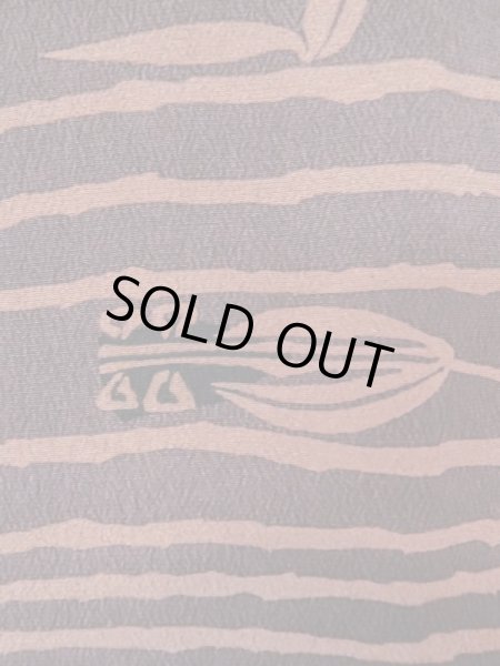 Photo6: M0627G Used Japanese women  Brown HAORI short jacket / Silk. Flower,   (Grade B) (6)