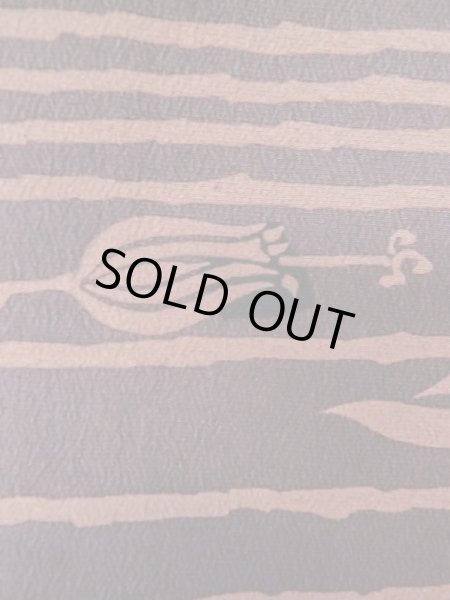 Photo7: M0627G Used Japanese women  Brown HAORI short jacket / Silk. Flower,   (Grade B) (7)