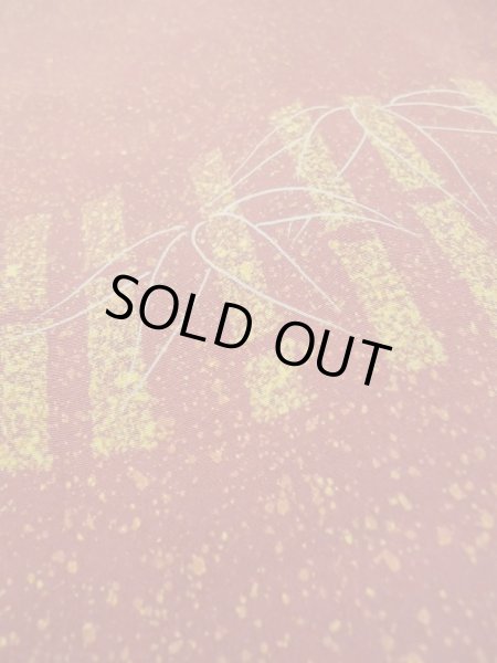 Photo8: M0627H Used Japanese women Pale Dark Red HAORI short jacket / Silk. Bamboo   ,   (Grade A) (8)