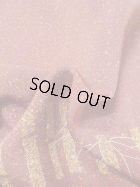 Photo12: M0627H Used Japanese women Pale Dark Red HAORI short jacket / Silk. Bamboo   ,   (Grade A) (12)