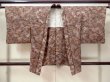 Photo1: Mint M0627J Used Japanese women  Olive HAORI short jacket / Silk. Flower,   (Grade A) (1)