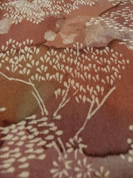 Photo10: Mint M0627J Used Japanese women  Olive HAORI short jacket / Silk. Flower,   (Grade A) (10)