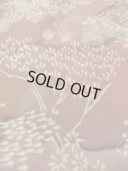 Photo10: Mint M0627J Used Japanese women  Olive HAORI short jacket / Silk. Flower,   (Grade A) (10)