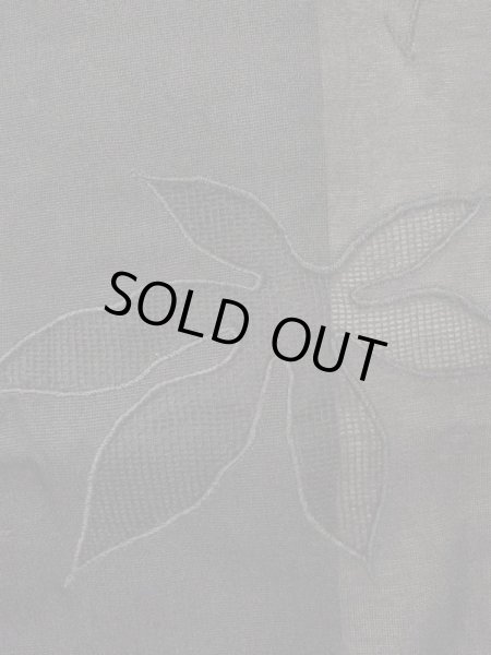 Photo5: Mint M0627K Used Japanese women  Black HAORI short jacket / Silk. MOMIJI maple leaf   (Grade A) (5)