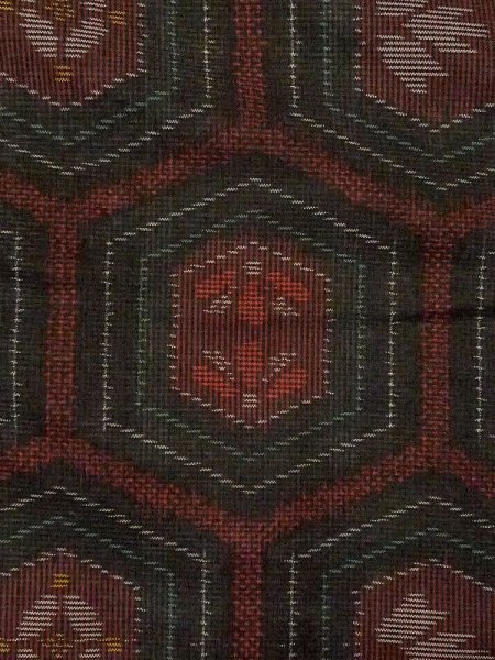 Photo5: M0627O Used Japanese women Dark Black HAORI short jacket / Silk. Flower, Made in Korea  (Grade C) (5)